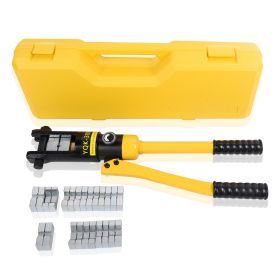 16T Hydraulic Crimping Tool 9 AWG to 600 MCM Battery Cable Crimping Tool 0.87 inch Stroke Hydraulic Lug Crimper Electrical Terminal Crimper with 13 Pa