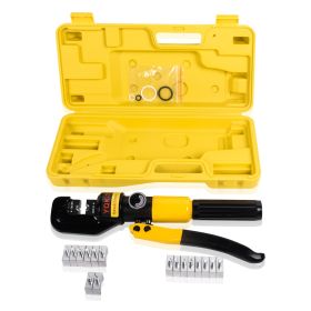 10T Hydraulic Crimping Tool 12-2/0 AWG Battery Cable Crimping Tool 0.43 inch Stroke Hydraulic Lug Crimper Electrical Terminal Crimper with 9 Pairs of