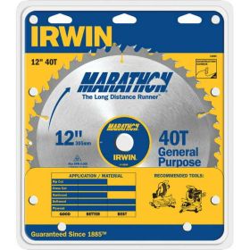 Irwin Marathon 12 in. Dia. x 1 in. Carbide Miter and Table Saw Blade 40 teeth 1 pc