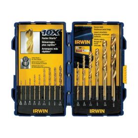 Irwin Multi Size in. Dia. x Multiple L High Speed Steel Drill Bit Set Straight Shank 15 pc.