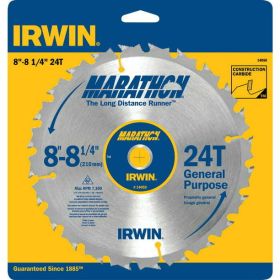 Irwin Marathon 8-1/4 in. Dia. x 5/8 in. Carbide Miter and Table Saw Blade 24 teeth 1 pc