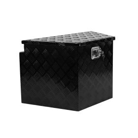 33 Inch Heavy Duty Diamond Plate Aluminum Trailer Tongue Box Pickup Truck Tool Box Storage Organizer with Weather Resistant Seal, Lock & Keys ‚Äì Blac