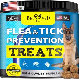 Flea and Tick Prevention Chewable Pills for Dogs and Cats Pest Control & Natural Defense Chewables Small Tablets Beef Taste