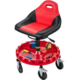 VEVOR Rolling Garage Stool, 300LBS Capacity, 18"-23" Adjustable Height Range, Mechanic Seat with Swivel Casters and Tool Tray, for Workshop, Auto Repa