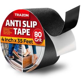 Grip Tape Heavy Duty Anti Slip Tape for Stairs Outdoor Indoor Waterproof 4Inch x 35Ft Safety Non Skid Roll for Stair Steps Ramp Traction Black