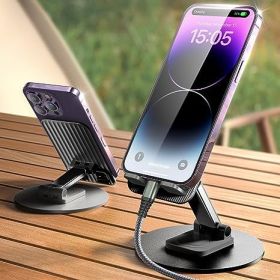 Foldable Cell Phone Stand, C4 Portable Aluminum Phone Holder, Adjustable Phone Dock Cradle Compatible With IPhone 14,13,12,11 Pro Max, Samsung Galaxy,