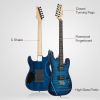 [Do Not Sell on Amazon] Glarry GST Stylish H-H Pickup Tiger Stripe Electric Guitar Kit with 20W AMP Bag Guitar Strap Blue