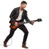 [Do Not Sell on Amazon] Glarry Flame Shaped H-H Pickup Electric Guitar Kit with 20W Electric Guitar AMP Bag Strap Picks Shake Cable Wrench Tool Sunset