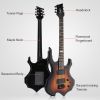 [Do Not Sell on Amazon] Glarry Flame Shaped H-H Pickup Electric Guitar Kit with 20W Electric Guitar AMP Bag Strap Picks Shake Cable Wrench Tool Sunset