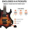 [Do Not Sell on Amazon] Glarry Flame Shaped H-H Pickup Electric Guitar Kit with 20W Electric Guitar AMP Bag Strap Picks Shake Cable Wrench Tool Sunset