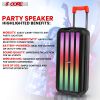 5 Core Bluetooth Speaker Karaoke Machine ‚Ä¢ 8" 3 Way Speaker ‚Ä¢ Portable Singing PA System ‚Ä¢ w DJ Light ‚Ä¢ FM + TWS + USB + SD Card + AUX + REC ‚