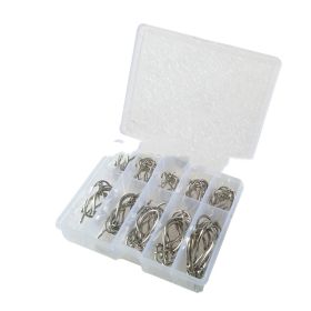 Boxed Fish Hook 100 Pieces Of Tube With Ise Ni 3-12 Barbed Hook, Holed Gold And Black Small Accessories (Option: Silver with holes)