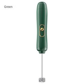 Handheld Electric Milk Frother Egg Beater Maker Kitchen Drink Foamer Mixer Coffee Creamer Whisk Frothy Stirring Tools (Color: Green)