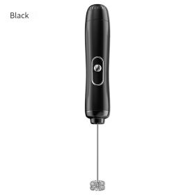 Handheld Electric Milk Frother Egg Beater Maker Kitchen Drink Foamer Mixer Coffee Creamer Whisk Frothy Stirring Tools (Color: Black)