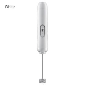 Handheld Electric Milk Frother Egg Beater Maker Kitchen Drink Foamer Mixer Coffee Creamer Whisk Frothy Stirring Tools (Color: White)