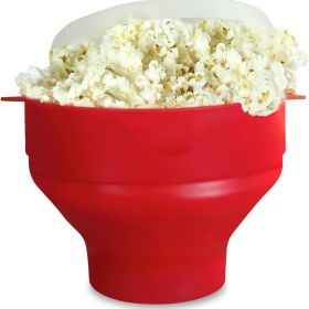 1pc Collapsible Silicone Microwave Popcorn Popper - Quick and Easy Way to Make Delicious Popcorn at Home (Color: Red)