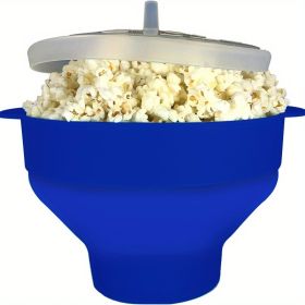 1pc Collapsible Silicone Microwave Popcorn Popper - Quick and Easy Way to Make Delicious Popcorn at Home (Color: Blue)