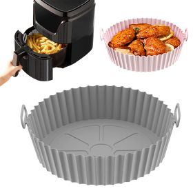 1/2pcs Air Fryer Silicone Pot; Reusable Air Fryer Liners; Silicone Air Fryer Basket; Food Safe Air Fryer Accessories (Color: Pink + Gray)