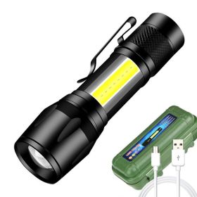 Mini Torch LED Rechargeable Flashlight Portable USB Charging Flashlight High Power Bank Camping Waterproof Long Range Lantern (Emitting Color: Only Flashlight)