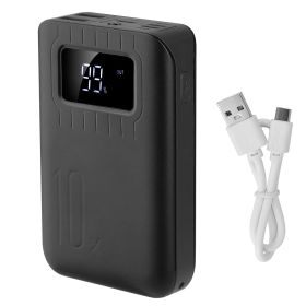 10000mAh Portable Power Bank External Battery Pack Charger Dual USB Charge Ports with LCD Display Flashlight Type C Micro USB Lightning Input Ports (Color: Black)