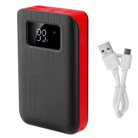 10000mAh Portable Power Bank External Battery Pack Charger Dual USB Charge Ports with LCD Display Flashlight Type C Micro USB Lightning Input Ports (Color: Red)