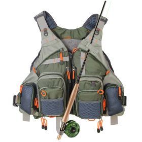 Fly Fishing Vest Pack Adjustable for Men and Women (Color: Green)