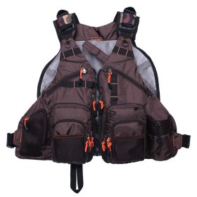 Fly Fishing Vest Pack Adjustable for Men and Women (Color: Brown)