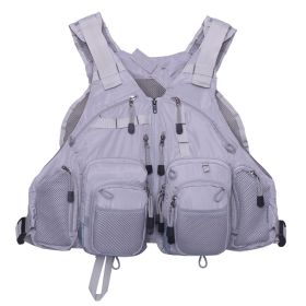 Fly Fishing Vest Pack Adjustable for Men and Women (Color: Gray)