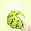 Dog Toys Treat Balls Interactive Hemp Rope Rubber Leaking Balls For Small Dogs Chewing Bite Resistant Toys Pet Tooth Cleaning Bite Resistant Toy Ball