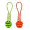 Dog Toys Treat Balls Interactive Hemp Rope Rubber Leaking Balls For Small Dogs Chewing Bite Resistant Toys Pet Tooth Cleaning Bite Resistant Toy Ball