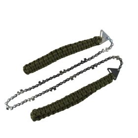24 inch portable hand chain saw outdoor survival hand saw garden garden hand saw outdoor wire saw (Option: 11knives green umbrella rop)